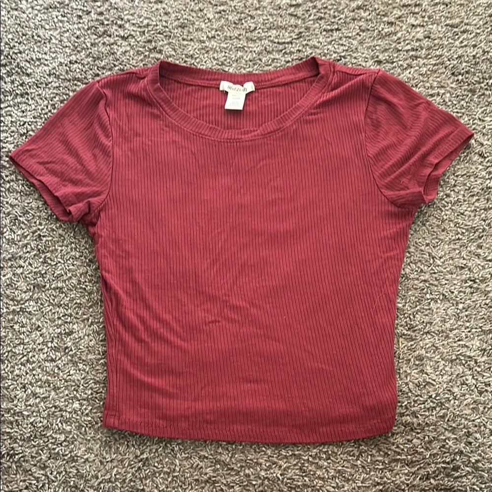 Brandy Melville Pink Crop Fitted Short Sleeve Tee